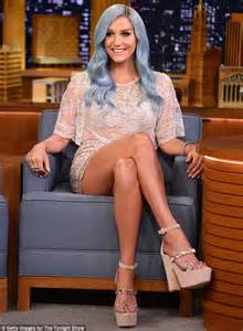 Kesha Rocks A Sheer Lacy Blouse And New Blue Tresses On The Tonight