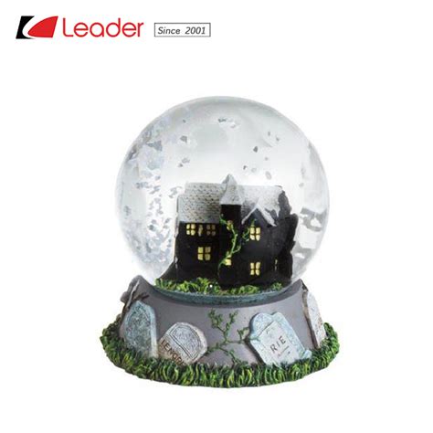 Hand Painted Resin Snow Globe With Lighted House Waterball For Home