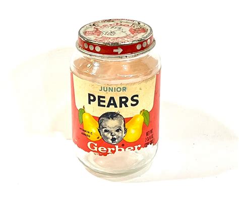Vintage Gerber Jar Junior Baby Food Glass Jar Red Label Etsy