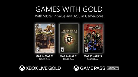 Anunciando Os Jogos Gratuitos Do Xbox Live Gold Para Março De 2023