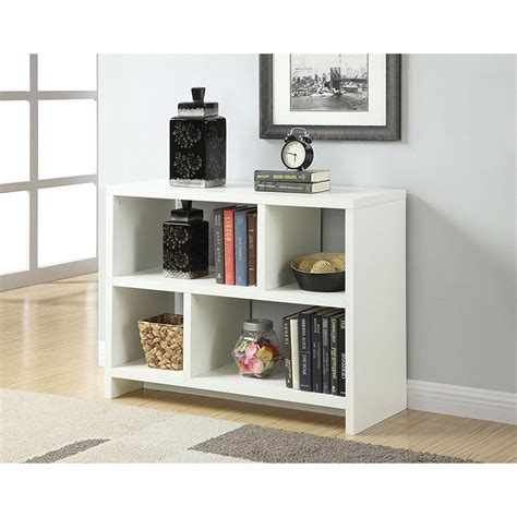 White 2 Shelf Modern Bookcase Console Table