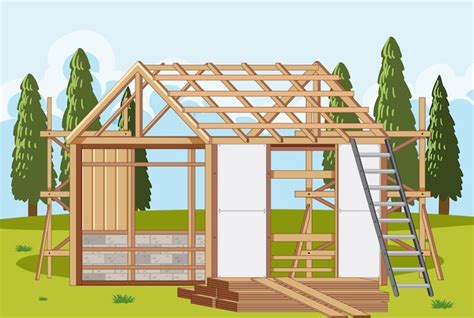 Premium Vector Cartoon Scene Of Building House Construction Site