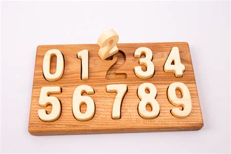 0 9 Wooden Number Puzzle Number Puzzle Learning Numbers Toy Etsy