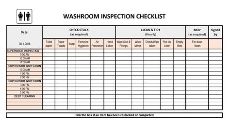 Printable Daily Toilet Cleaning Checklist Excel