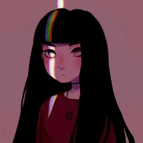 aesthetic anime girl with black hair