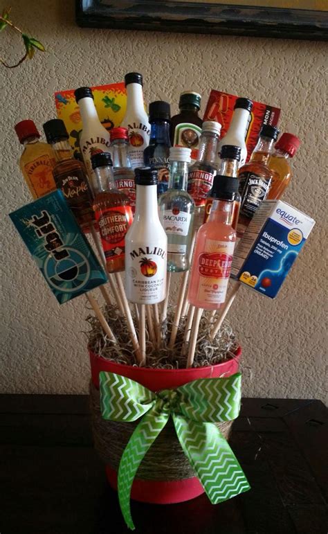 Being cute doesn't just work well for chipmunks and. Liquor bouquet for white elephant gift. You can't go wrong ...