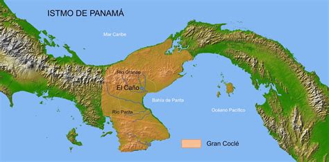 Figura Istmo de Panamá Área de tradición Gran Coclé y localización del yacimiento deEl Caño