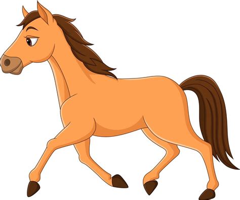 Cartoon Brown Horse Running On White Background 7098421 Vector Art At