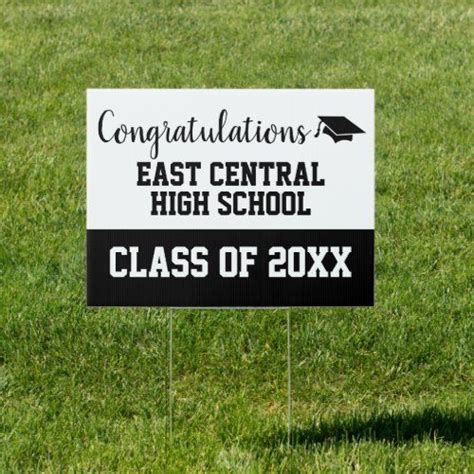 Black White Congratulations High School Graduation Sign Zazzle