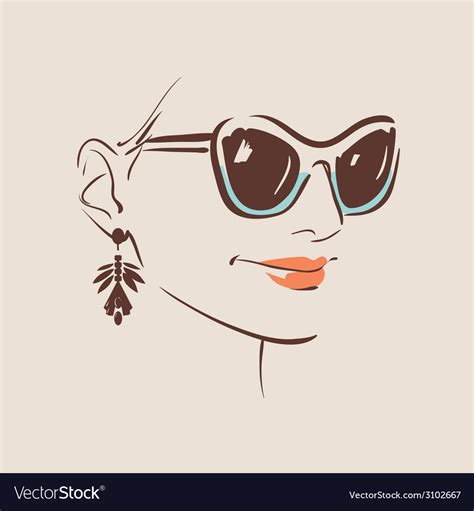 Beautiful Woman Wearing Sunglasses Royalty Free Vector Image