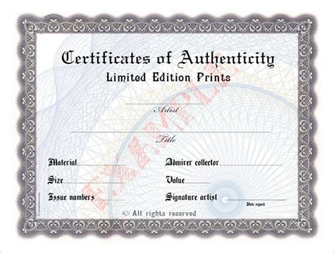 16 Certificate Of Authenticity Samples Sample Templates