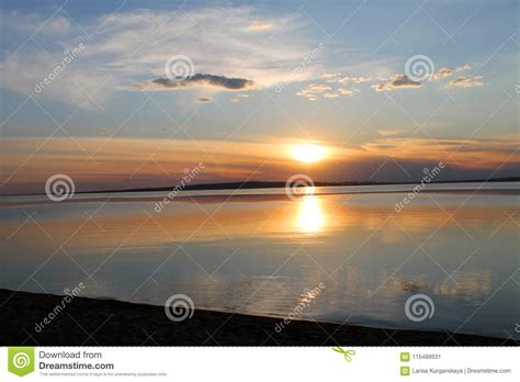 The Setting Sun Reflected In The Pond Stock Image Image Of Horizon