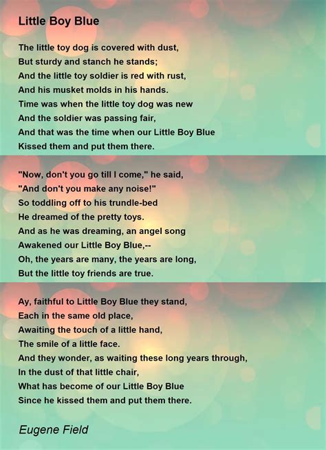 Little Boy Blue Poem By Eugene Field Poem Hunter
