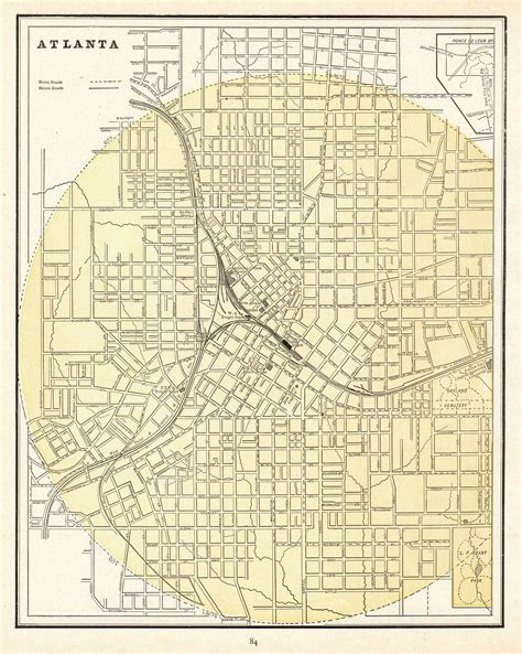 1894 Antique Atlanta City Map George Cram Street Map Of Etsy