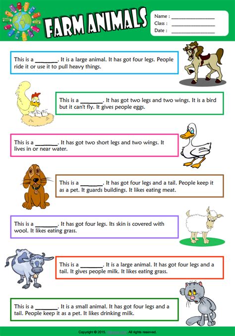 Farm Animals Esl Vocabulary Find The Words Worksheet For Kids