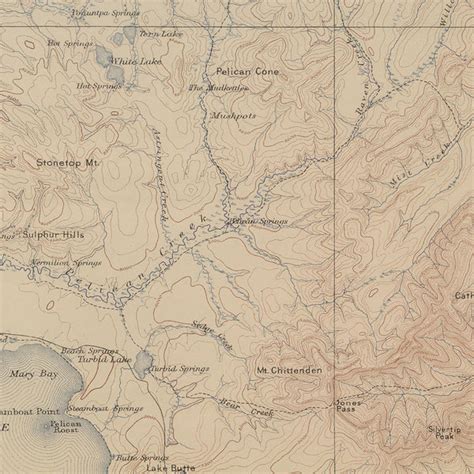 1904 Yellowstone Topographic Map Of Canyon Section Muir Way