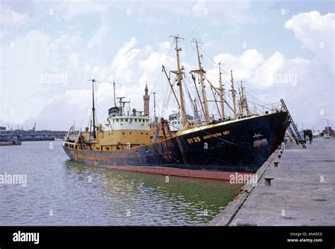 Grimsby Fishing Trawlers On North Wall Of Grimsby Fish Docks Circa