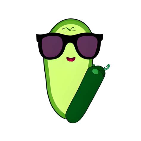 Cucumber Wearing Sunglasses Creative Fabrica