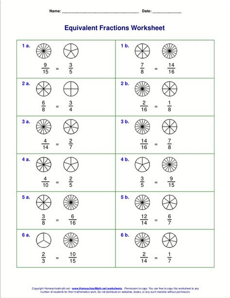 Simple Equivalent Fractions Worksheet