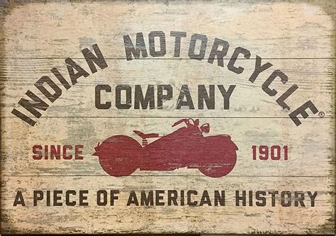 It was assembled of a wordmark in a burgundy color. Indian Motorcycle Company Logo Wood Sign IM-110 ...