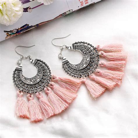 Pair Tassels Earring Vintage Bohemia Women Jewelry Thread Dangle