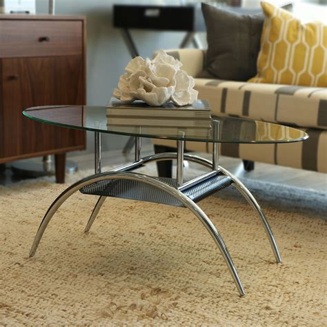 Tempered glass oval side coffee table shelf chrome base living room black. Amazon.com - Glass Oval Coffee Table - Coffe Table