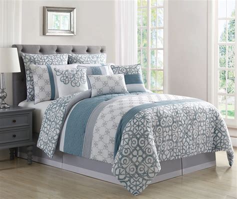 Piece Tatiana Blue Gray White Comforter Set Comforter Sets Comforters Bedding Sets