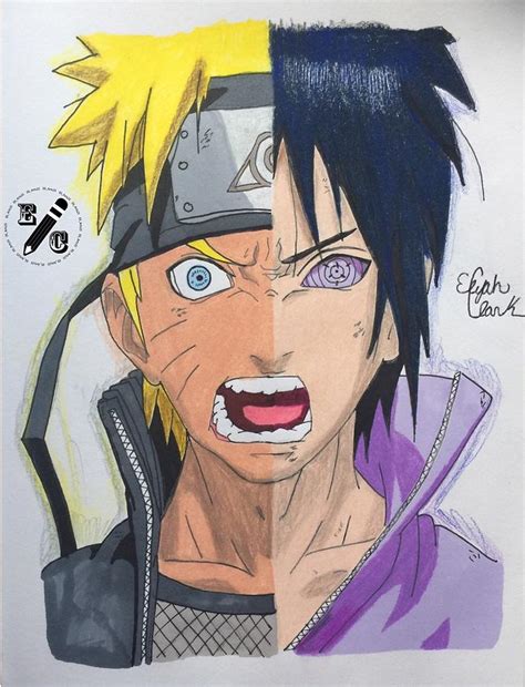Naruto V Sasuke Drawing By Elijah Clark