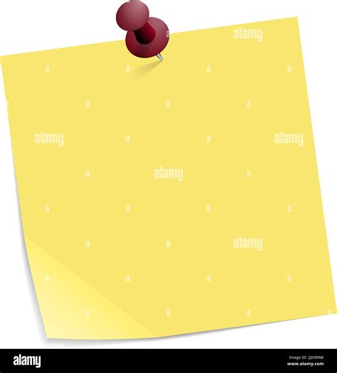 Yellow Adhesive Note With Red Push Pin Isolated On White Background