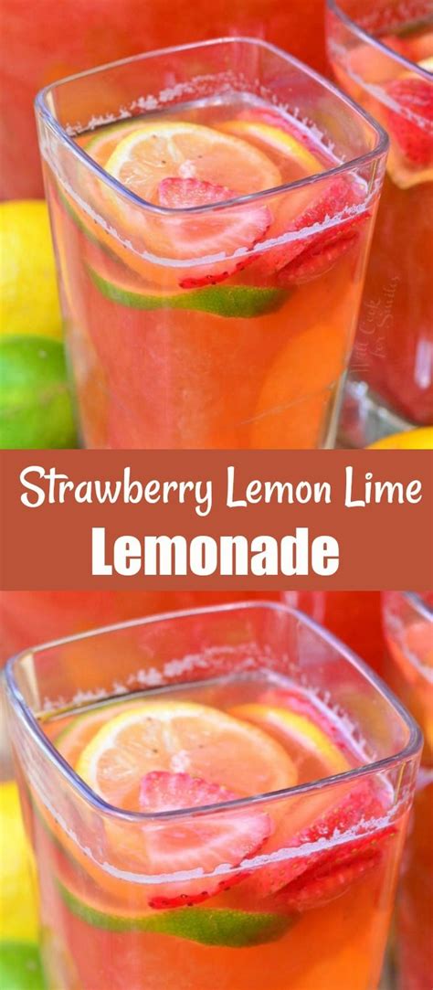 Strawberry Lemon Lime Lemonade In 2020 Lime Lemonade Lime Drinks