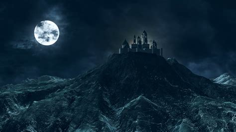 Haunted Castle Fort Mansion House Palace On A Spooky Hill Hilltop