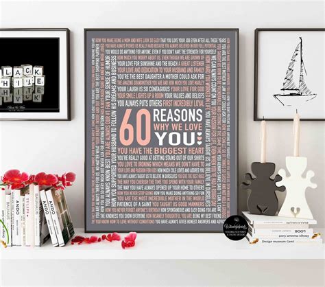 60 Reasons Why We Love You Custom 60th Birthday T For Mom Etsy