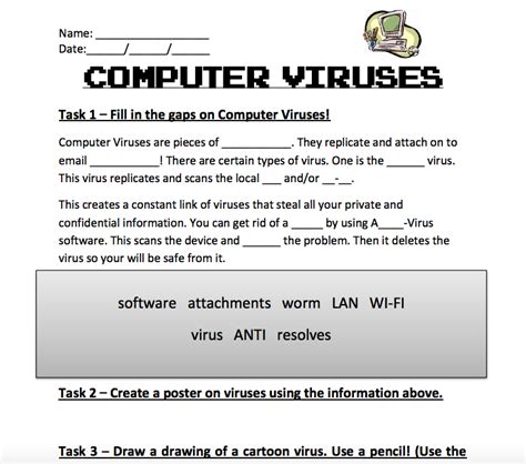 Computer Viruses Worksheet