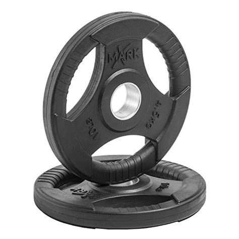 Xmark Fitness Premium Quality Rubber Coated Tri Grip Olympic Plate