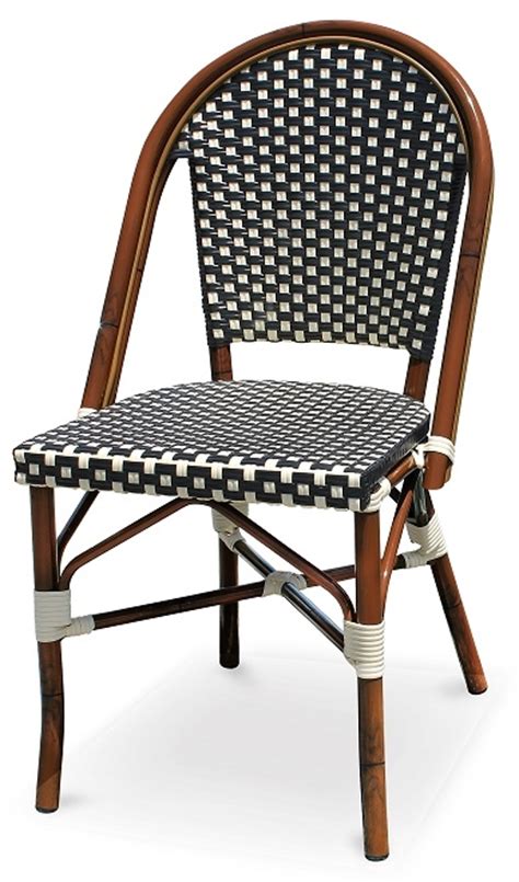 These are fantastic bistro sets that will keep you relaxed for days. Black & White Rattan Bistro Aluminum Chairs