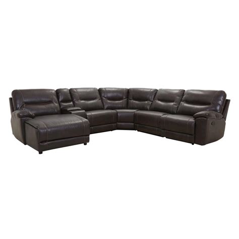 Modern Brown Faux Leather 6 Piece Reclining Sectional Homelegance 8490