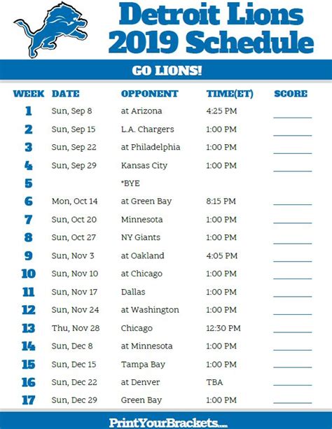 Detroit Lions Schedule 2024 Printable Printable Word Searches