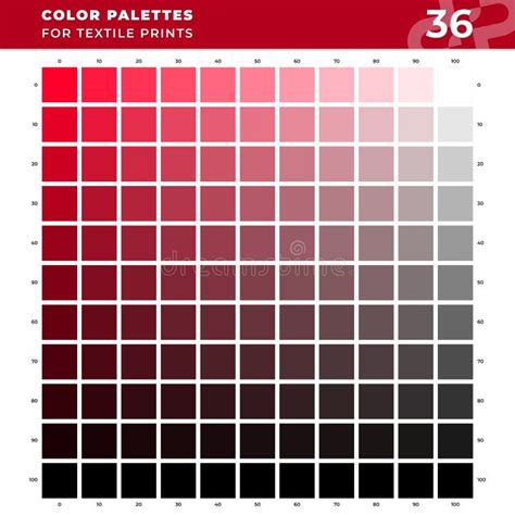 Set 36 Color Palettes For Textile Prints Tints And Shades Chart