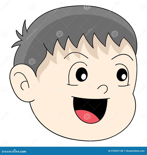 Baby Boy Head Emoticon Smiling Happily Stock Vector Illustration Of