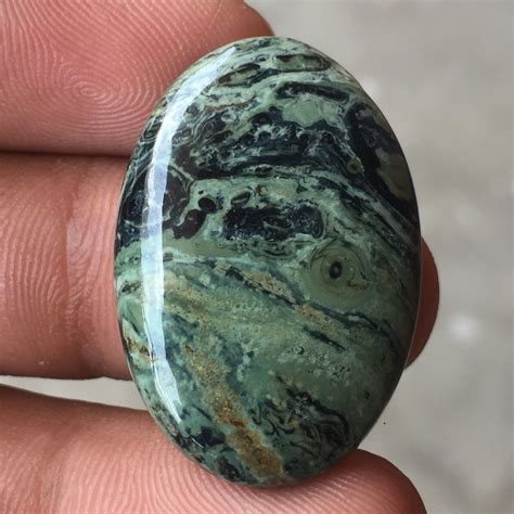 Green Jasper Cabochon Gemstone Smooth Stone Polish Oval Shape Etsy