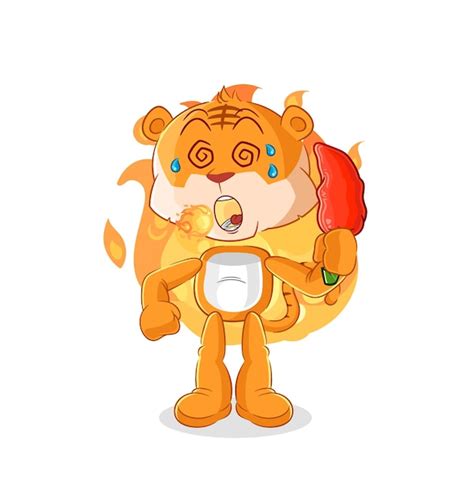 Premium Vector Tiger Eat Hot Chilie Mascot Cartoon Vector