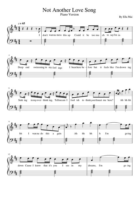 } free snowman piano sheet music is provided for you. Ella Mai — Not Another Love Song Piano Sheets Piano Sheet ...