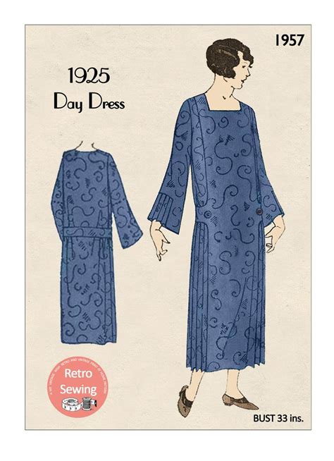 1920s Flapper Bell Sleeve Dress Pdf Sewing Pattern Etsy Eenvoudige