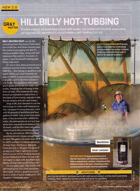 The Instant Hot Tub Popular Science Column By Theodore Gray