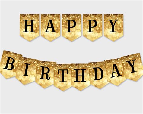 Happy Birthday Banner Sparkle Gold Bokeh Glitter Birthday Etsy