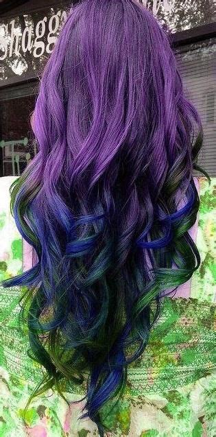 Purple Hair Blue Green Tips Hairstyles And Beauty Tips