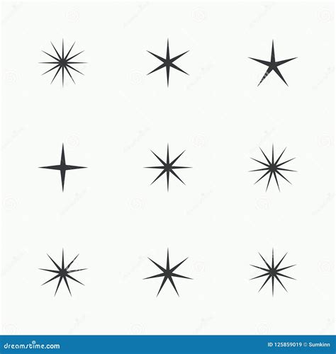 Vector Set Of Sparkle Lights Stars Stock Vector Illustration Of Beam