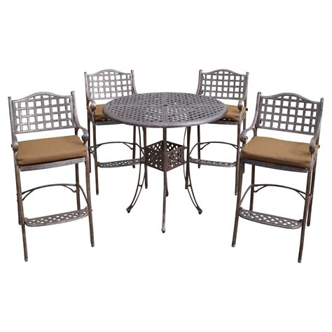 Oakland Living Elite Aluminum 5 Piece Bar Height Patio Dining With