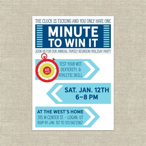 Minute to win it on wn network delivers the latest videos and editable pages for news & events, including entertainment minute to win it is a philippine game show based on the original american series with the same name. Minute to win it invitation | Etsy | Minute to win it, Invitations, Kid names