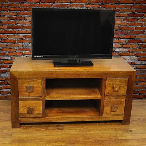 Y Decor Revere Brown Mango Wood Tv Stand Aa 156 The Home Depot
